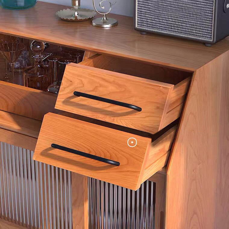 Mid-Century Modern Accent Cabinet with Glass Door and Shelf and 2 Drawers
