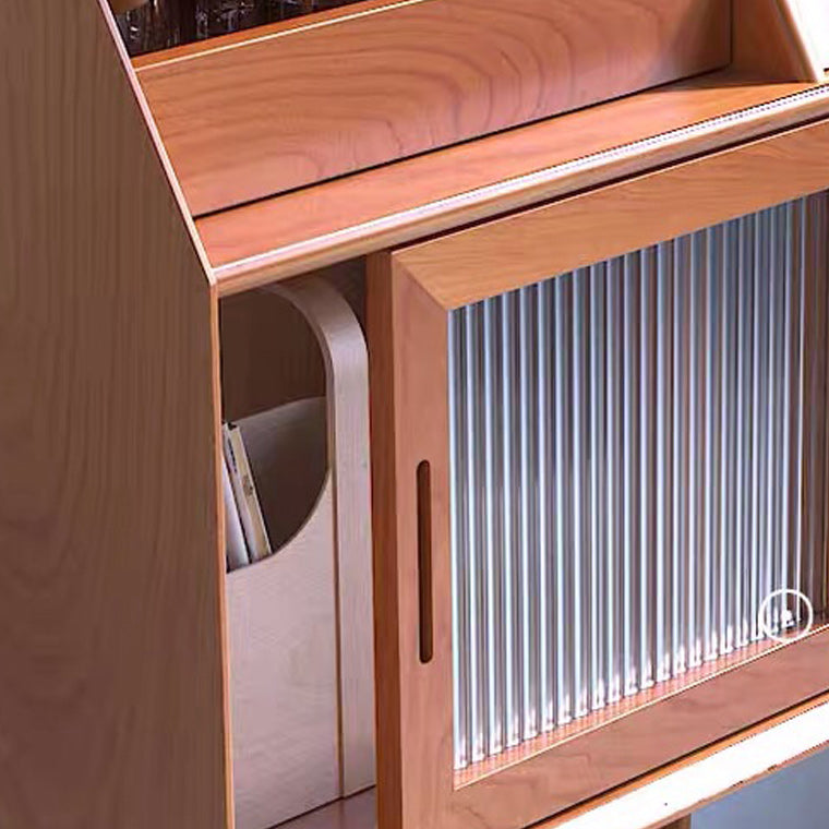 Mid-Century Modern Accent Cabinet with Glass Door and Shelf and 2 Drawers