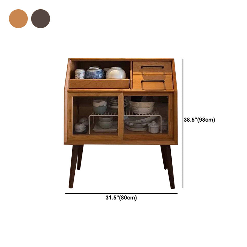 Mid-Century Modern Accent Cabinet with Glass Door and Shelf and 2 Drawers