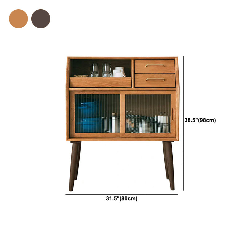 Mid-Century Modern Accent Cabinet with Glass Door and Shelf and 2 Drawers