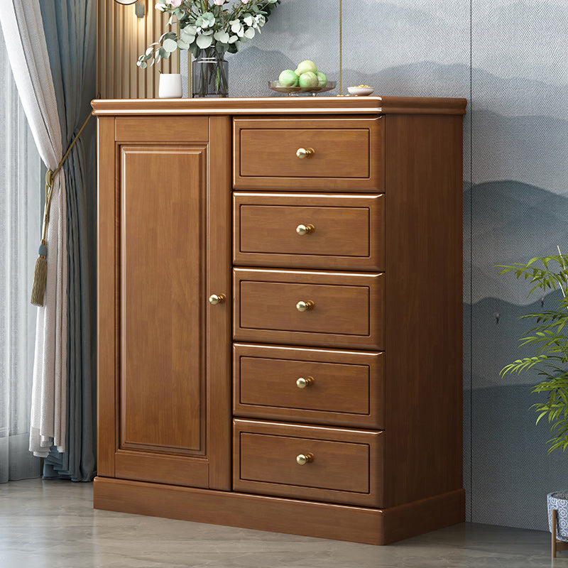 Contemporary Accent Cabinet with 1 Door and Drawers in Rubberwood