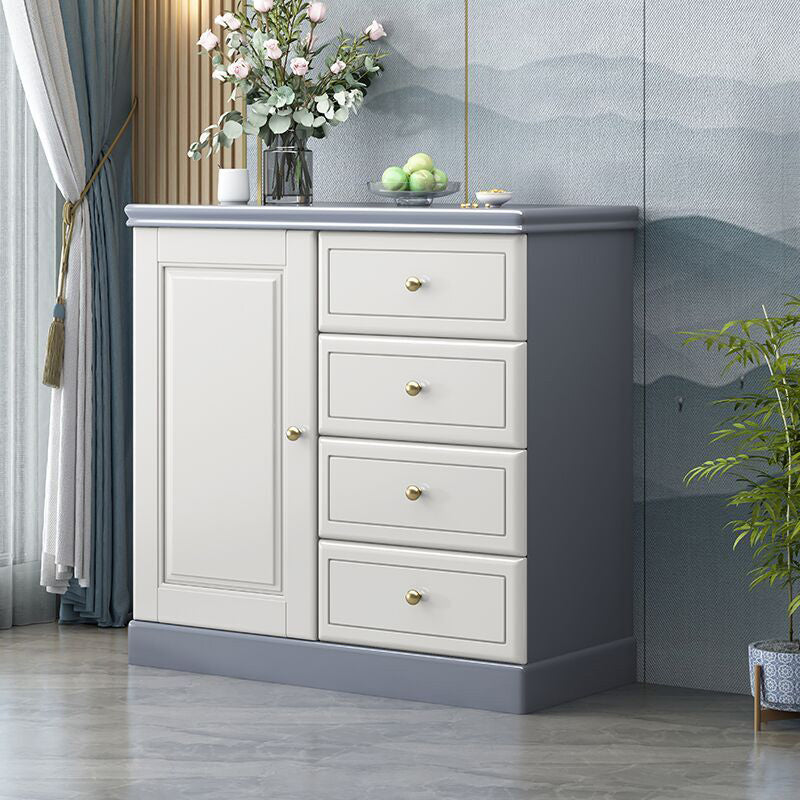 Contemporary Accent Cabinet with 1 Door and Drawers in Rubberwood