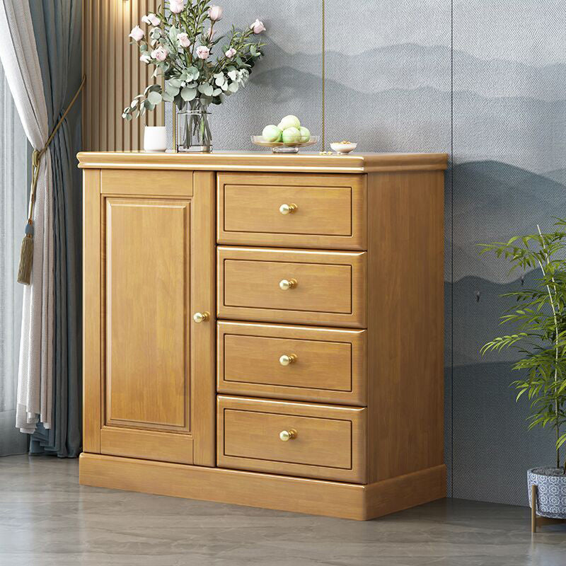 Contemporary Accent Cabinet with 1 Door and Drawers in Rubberwood