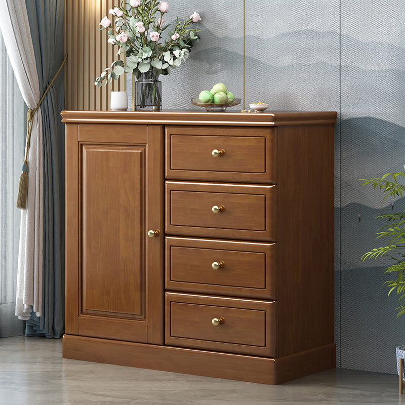 Contemporary Accent Cabinet with 1 Door and Drawers in Rubberwood
