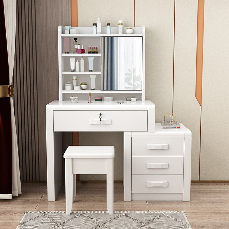 Solid Wood Makeup Vanity Desk Table Scandinavian 4 Drawer Dressing Table