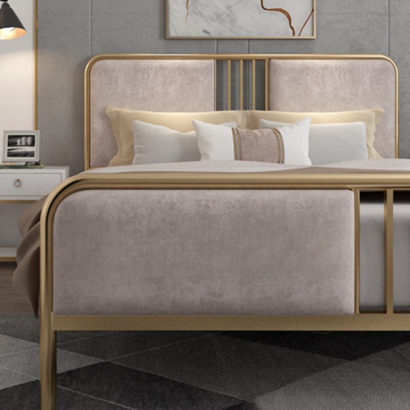 84.65 inch Wide Contemporary Bed Frame Metal Bed with Upholstered Headboard