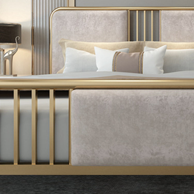 84.65 inch Wide Contemporary Bed Frame Metal Bed with Upholstered Headboard