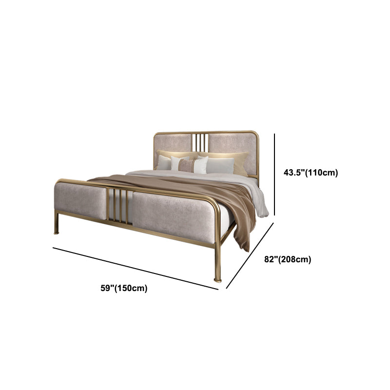 84.65 inch Wide Contemporary Bed Frame Metal Bed with Upholstered Headboard