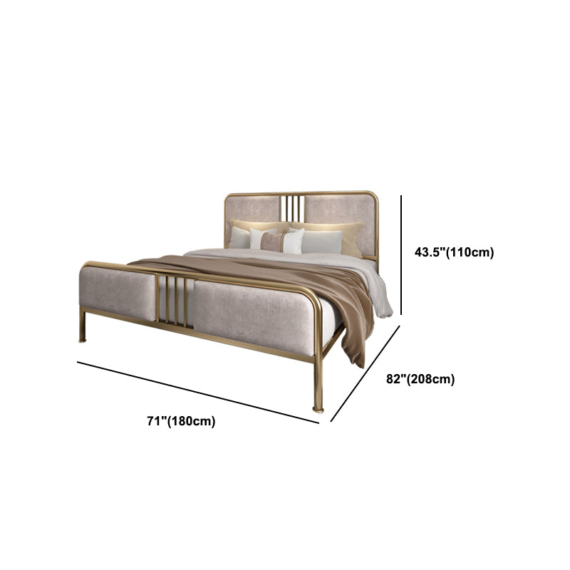 84.65 inch Wide Contemporary Bed Frame Metal Bed with Upholstered Headboard