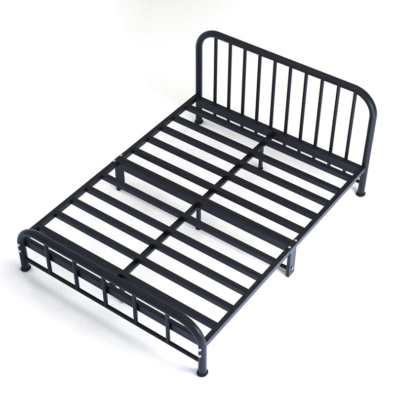 Modern Headboard Bed Rectangular Open-Frame Bed with Metal Legs