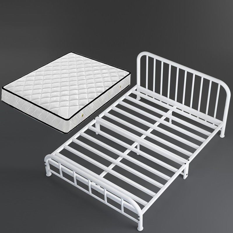 Modern Headboard Bed Rectangular Open-Frame Bed with Metal Legs