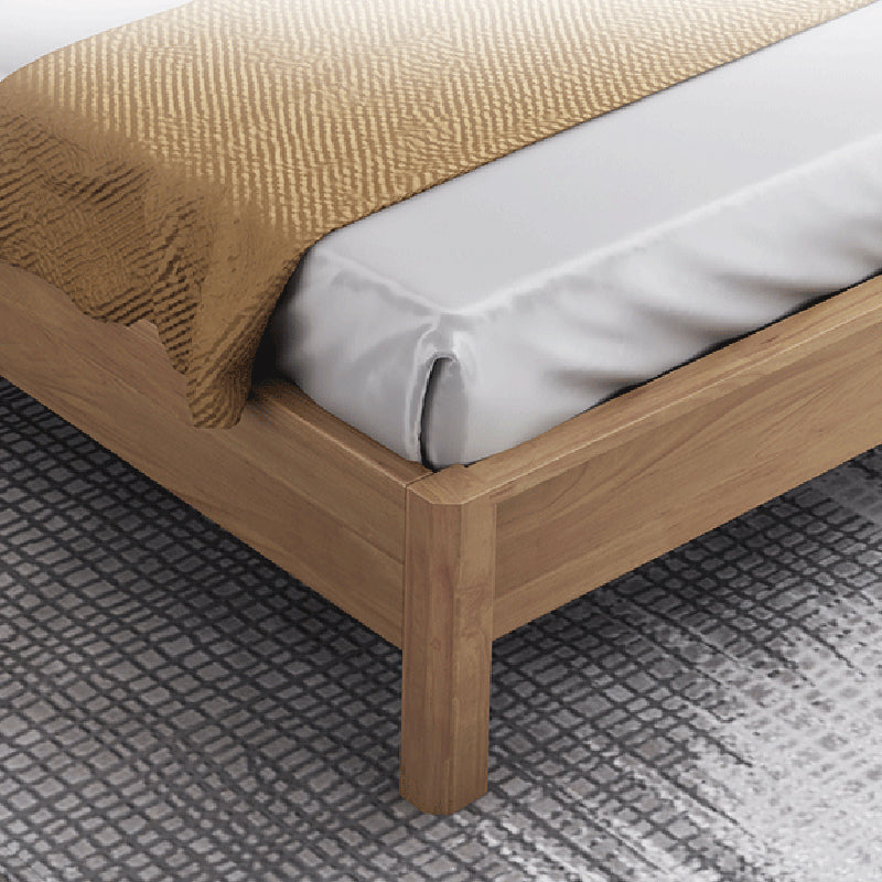 84.65 inch Wide Contemporary Bed Frame Rubberwood Bed with Storage