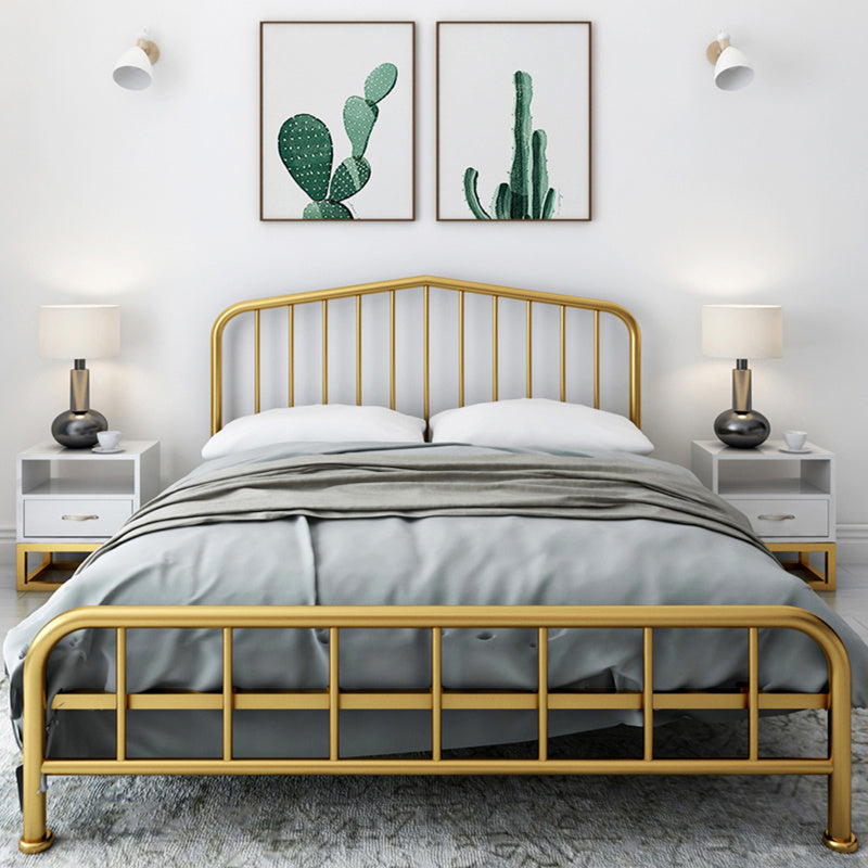 Modern Metal Headboard Bed Arched Open-Frame Bed with Metal Legs