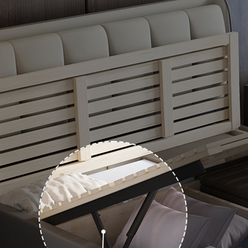 Lift Up Storage Bed Upholstered Wood Bed Frame with Headboard