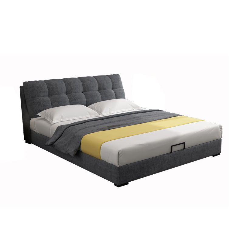 Glam Grey Storage Bed Upholstered Wood Bed Frame with Headboard