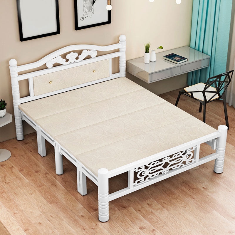 Modern Rectangular Bed Minimalist Panel Iron Bed with Headboard