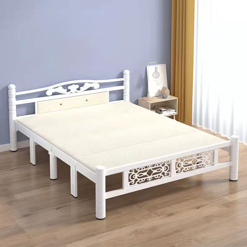 Modern Rectangular Bed Minimalist Panel Iron Bed with Headboard