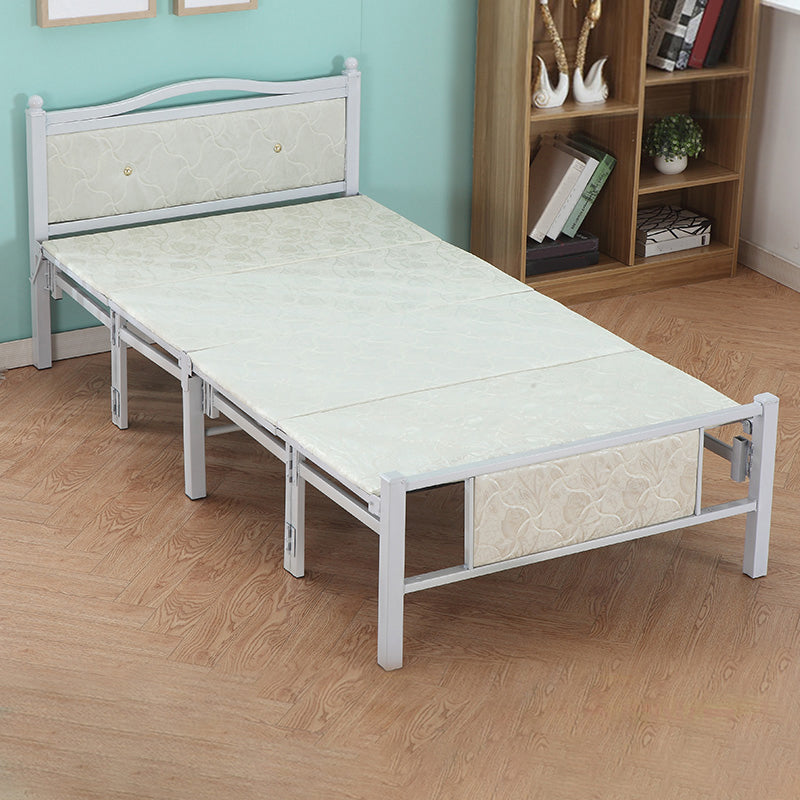 Modern Rectangular Bed Minimalist Panel Iron Bed with Headboard