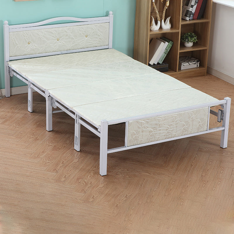 Modern Rectangular Bed Minimalist Panel Iron Bed with Headboard