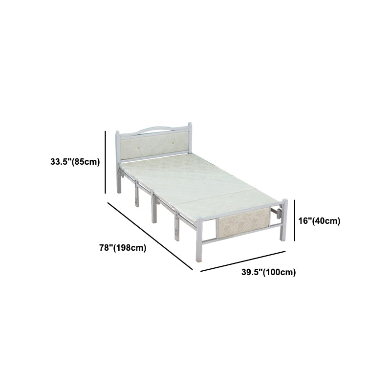 Modern Rectangular Bed Minimalist Panel Iron Bed with Headboard