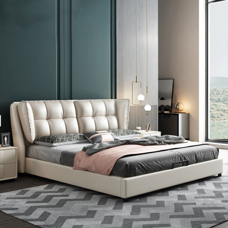 84.65 inch Wide Contemporary Bed Frame Solid Wood Bed with Headboard