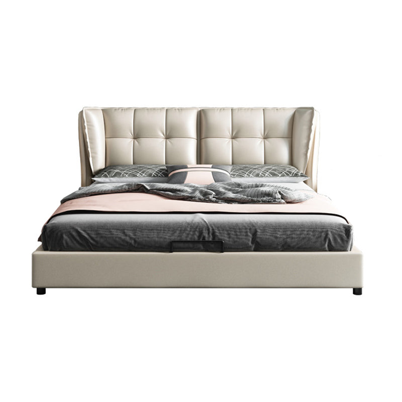 84.65 inch Wide Contemporary Bed Frame Solid Wood Bed with Headboard