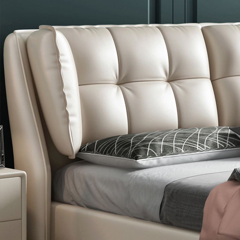 84.65 inch Wide Contemporary Bed Frame Solid Wood Bed with Headboard