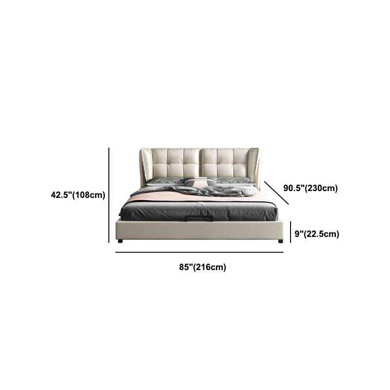 84.65 inch Wide Contemporary Bed Frame Solid Wood Bed with Headboard