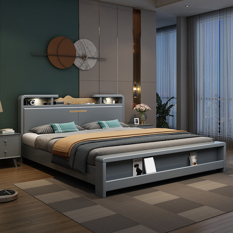 84.65 inch Wide Traditional Bed Frame Solid Wood Bed with Headboard