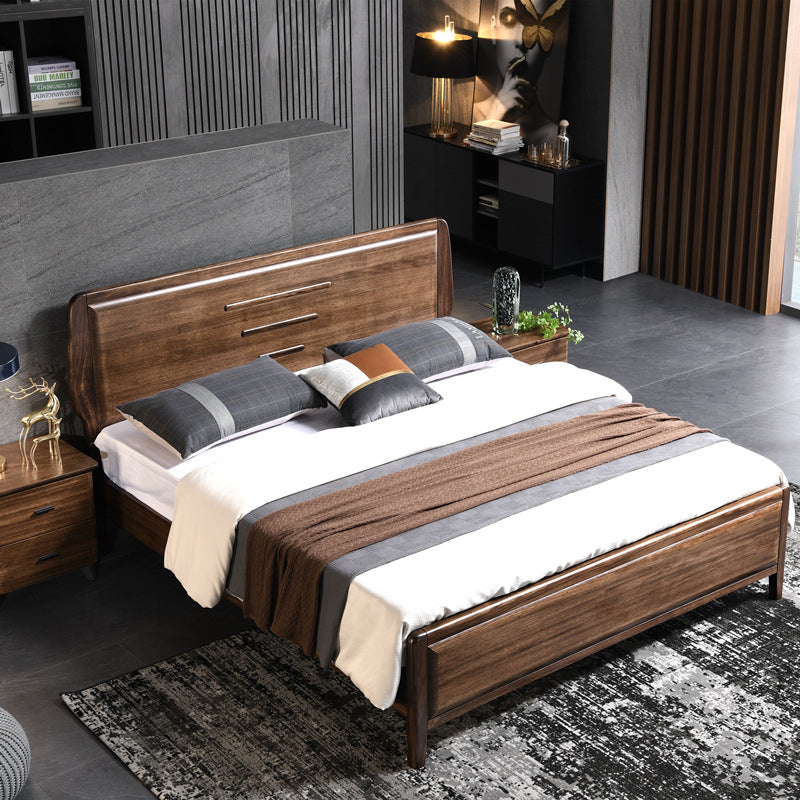 84.65 inch Wide Traditional Bed Frame Wooden Bed with Headboard