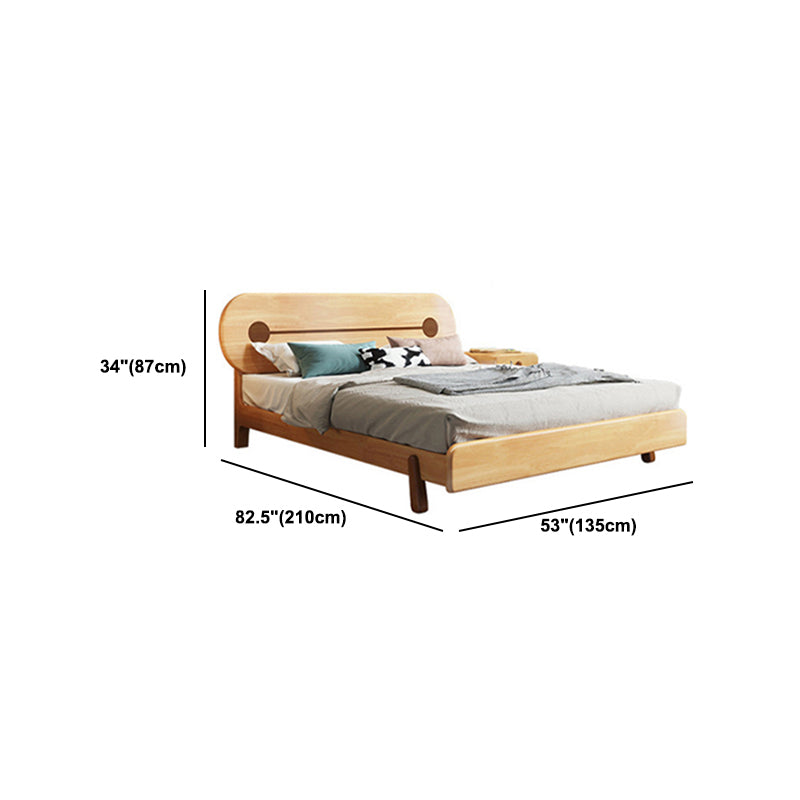 84.65 inch Wide Scandinavian Standard Bed Solid Wood Bed with Headboard