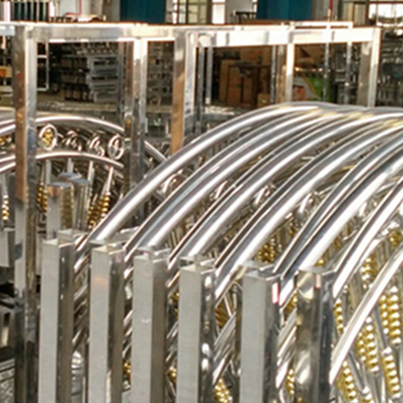 Silver Metal Folding Bed Arched Open-Frame Bed with Headboard