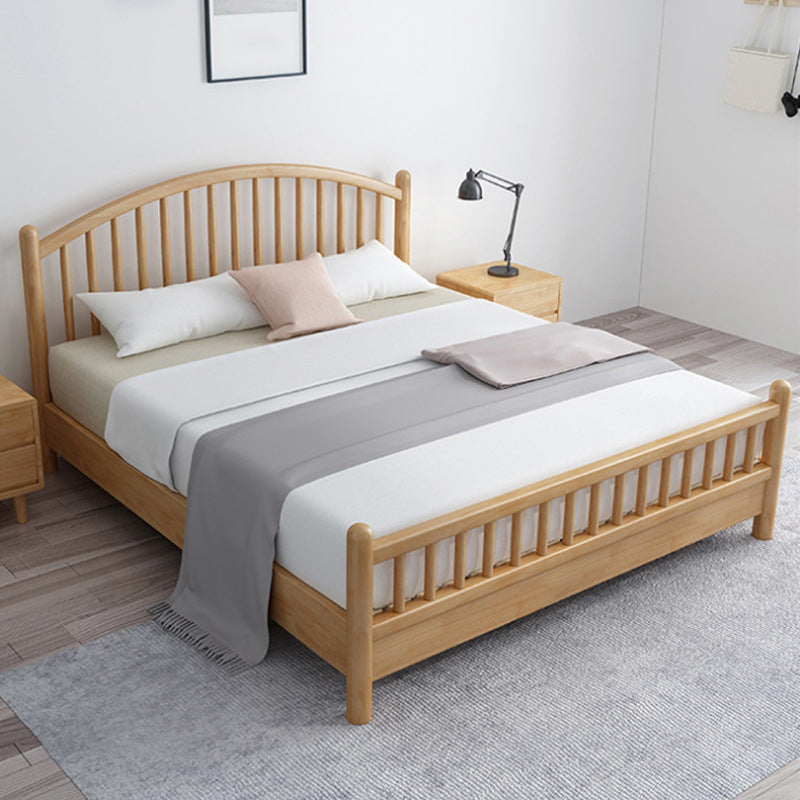 84.65 inch Wide Scandinavian Bed Solid Wood Bed Frame with Headboard