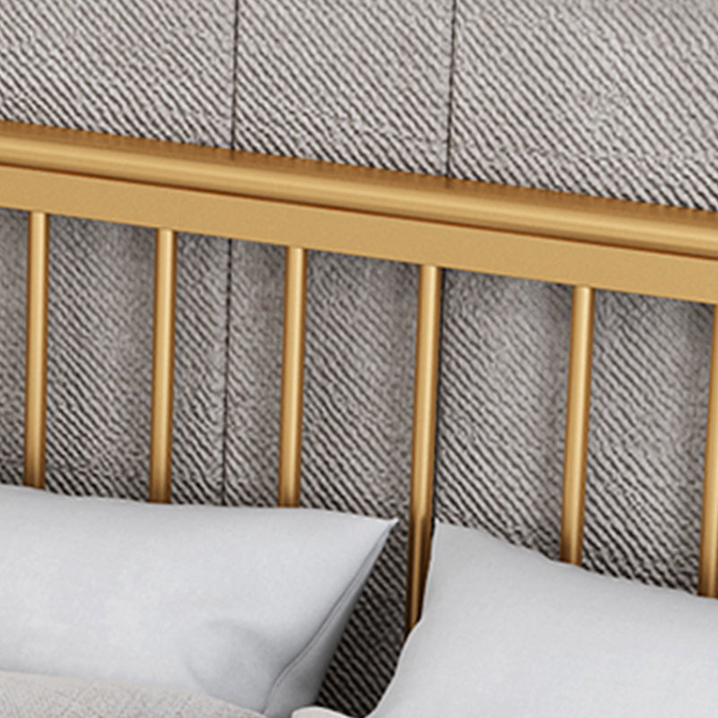 Modern Metal Folding Bed Rectangular Open-Frame Bed with Headboard