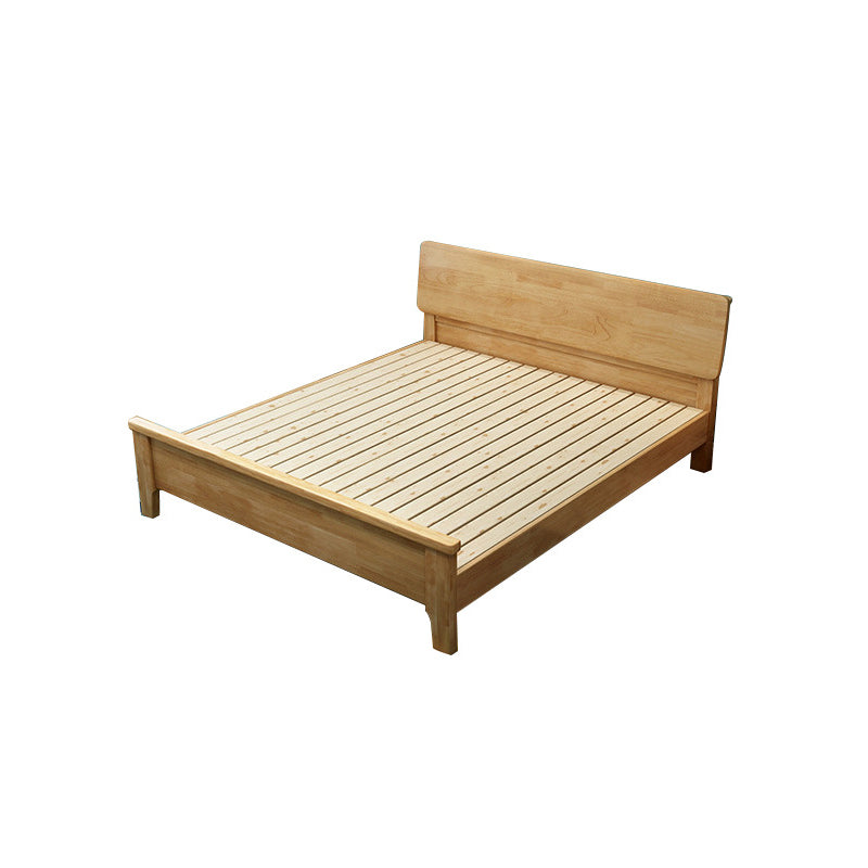 84.65 inch Wide Scandinavian Bed Frame Solid Wood Standard Bed with Headboard