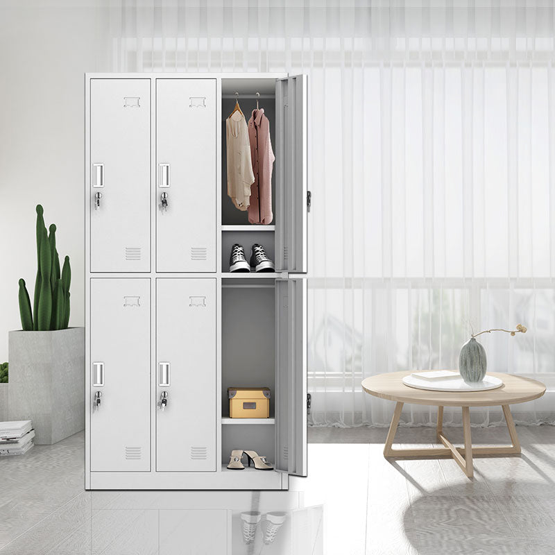 Contemporary Style Metal Wardrobe White Colour Soft Close Doors Wardrobe Closet