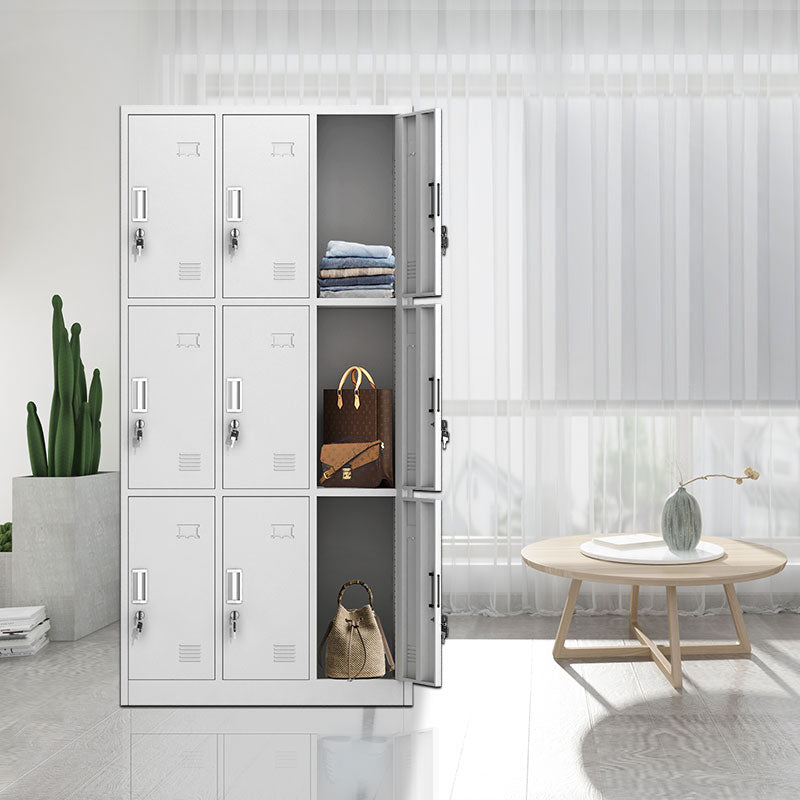 Contemporary Style Metal Wardrobe White Colour Soft Close Doors Wardrobe Closet