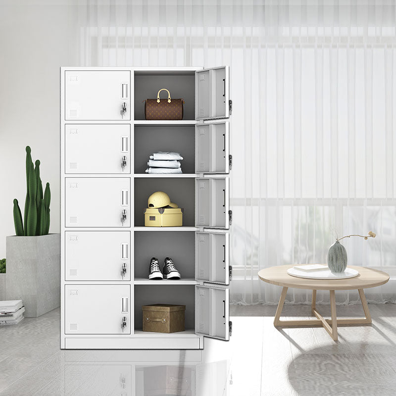Contemporary Style Metal Wardrobe White Colour Soft Close Doors Wardrobe Closet