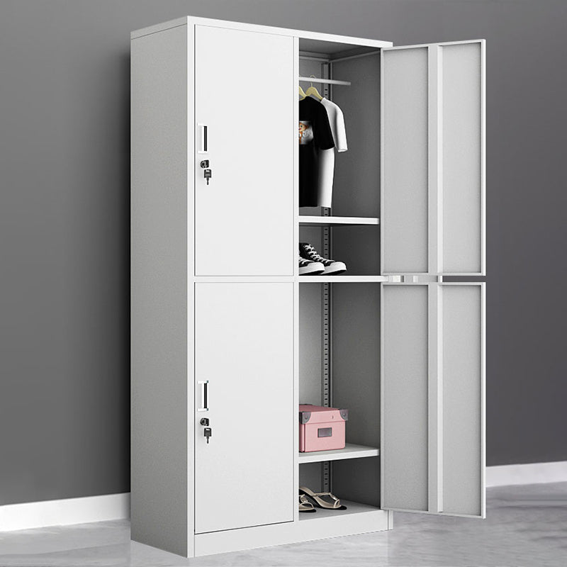Contemporary Wardrobe White Colour Steel Wardrobe Closet with Doors