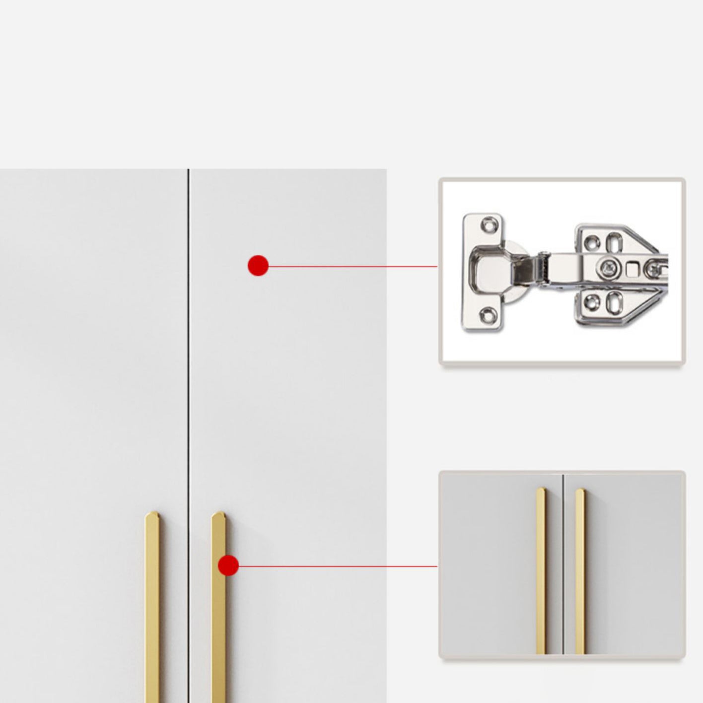 White Colour Wooden Wardrobe Soft Close Door Wardrobe Closet with Garment Rod