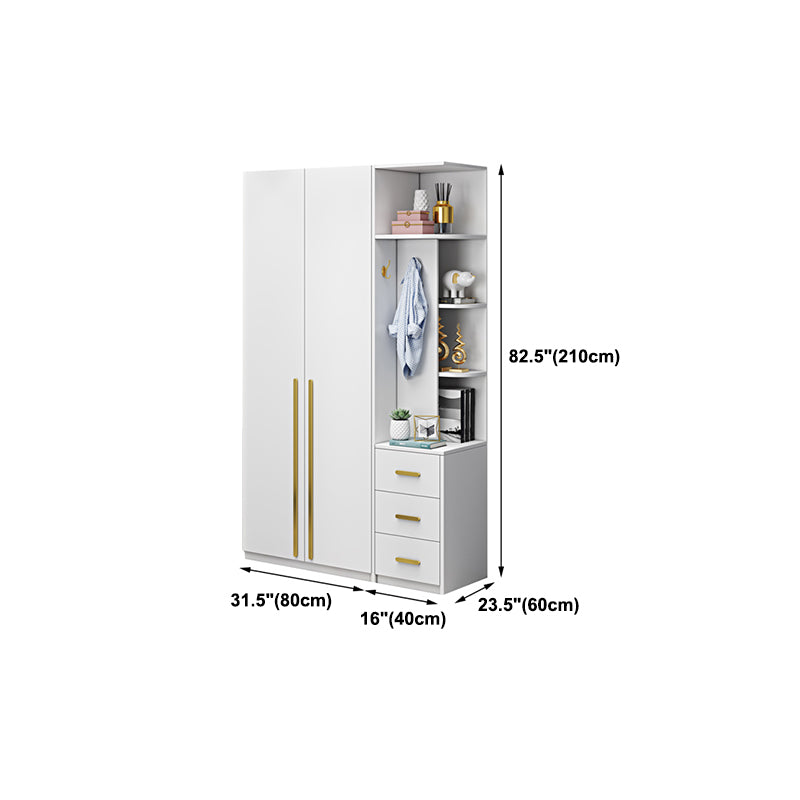 White Colour Wooden Wardrobe Soft Close Door Wardrobe Closet with Garment Rod