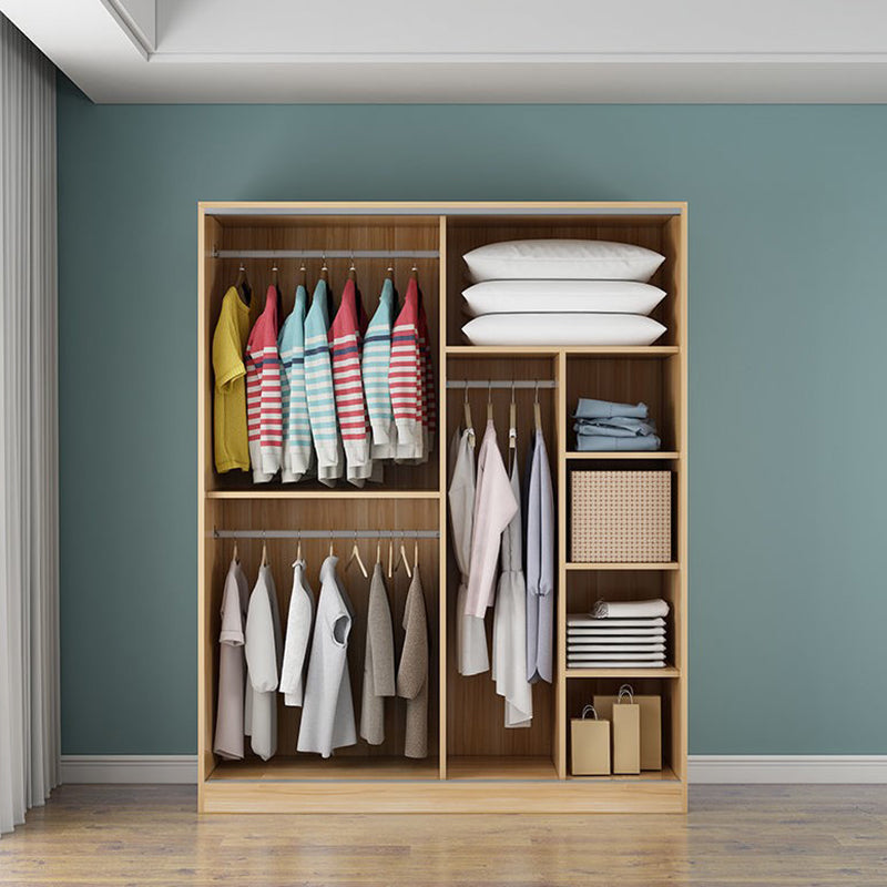 Engineered Wood Wardrobe Closet Modern Wardrobe Cabinet with Shelves