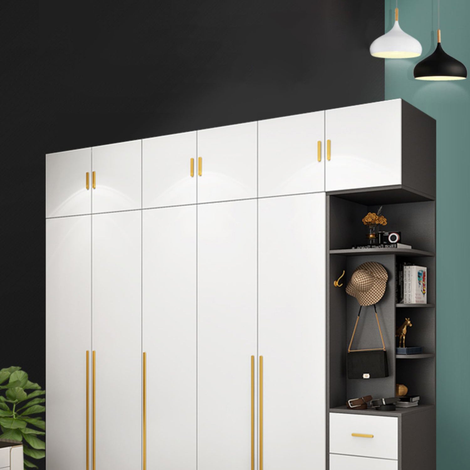 White Colour Wooden Wardrobe Soft Close Door Wardrobe Closet for Home