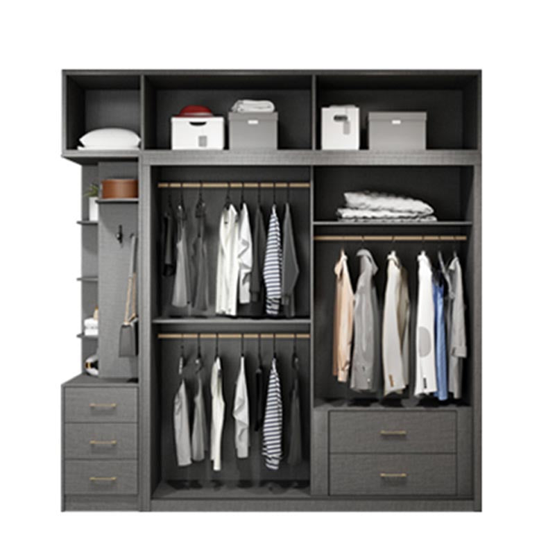 Contemporary Glass Wardrobe Gray Colour Wardrobe Closet with Garment Rod