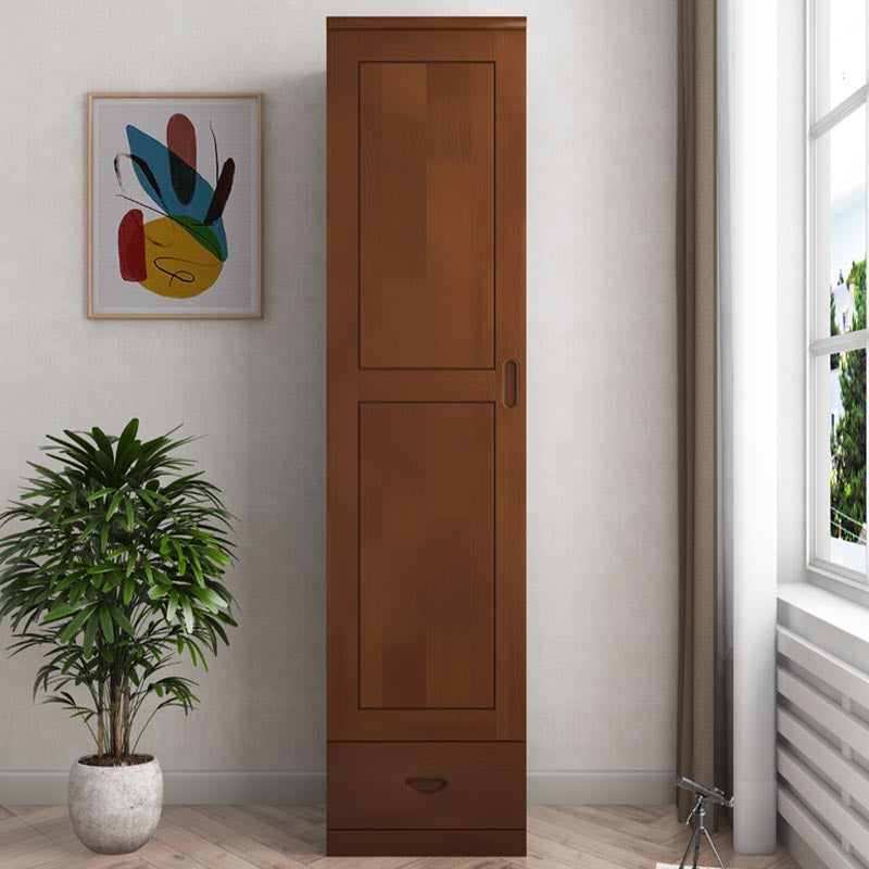 74.8"H Traditional Rubberwood Storage Cabinet with Garment Rod Matte Finish Cabinet