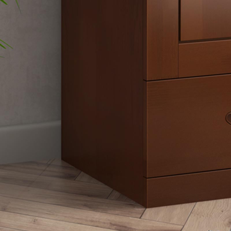 74.8"H Traditional Rubberwood Storage Cabinet with Garment Rod Matte Finish Cabinet