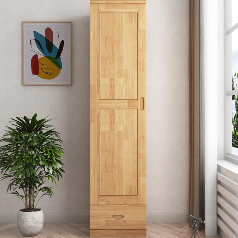 74.8"H Traditional Rubberwood Storage Cabinet with Garment Rod Matte Finish Cabinet