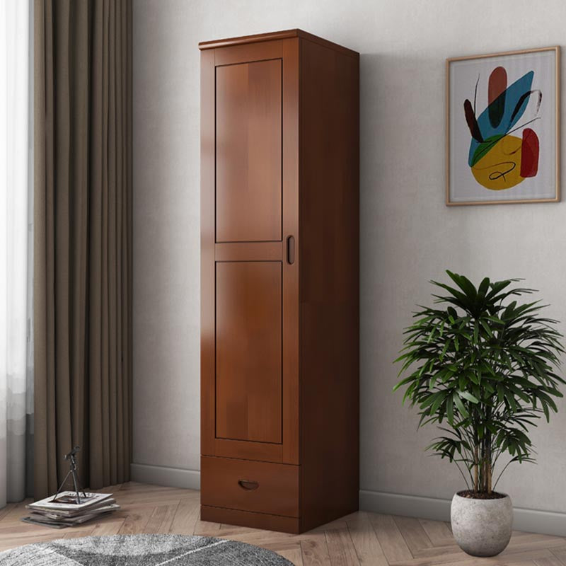 74.8"H Traditional Rubberwood Storage Cabinet with Garment Rod Matte Finish Cabinet