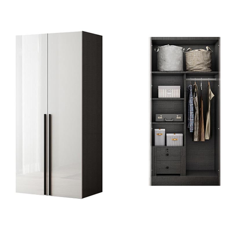 Manufactured Wood Glossy White Cabinet Modern Storage Cabinet with Hinged Doors