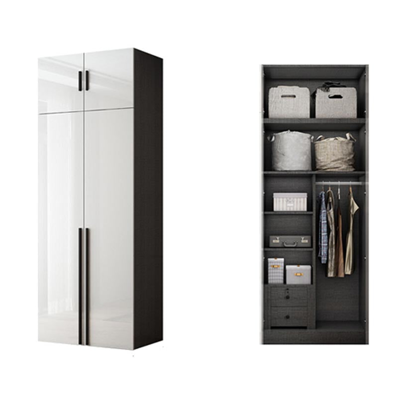 Manufactured Wood Glossy White Cabinet Modern Storage Cabinet with Hinged Doors